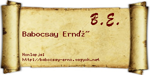 Babocsay Ernő névjegykártya